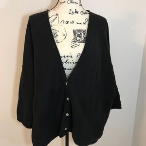 SOLD Jill Short Sleeve Black Loose Fit Cardigan XL